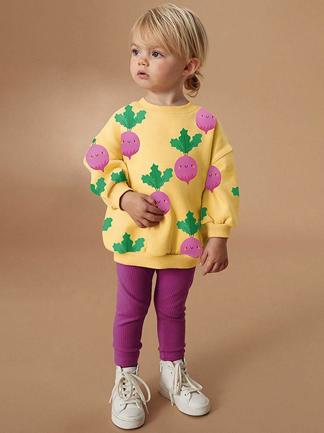 

JC SPARKLE Girls Printed Pure Cotton Sweatshirt with Leggings, Purple