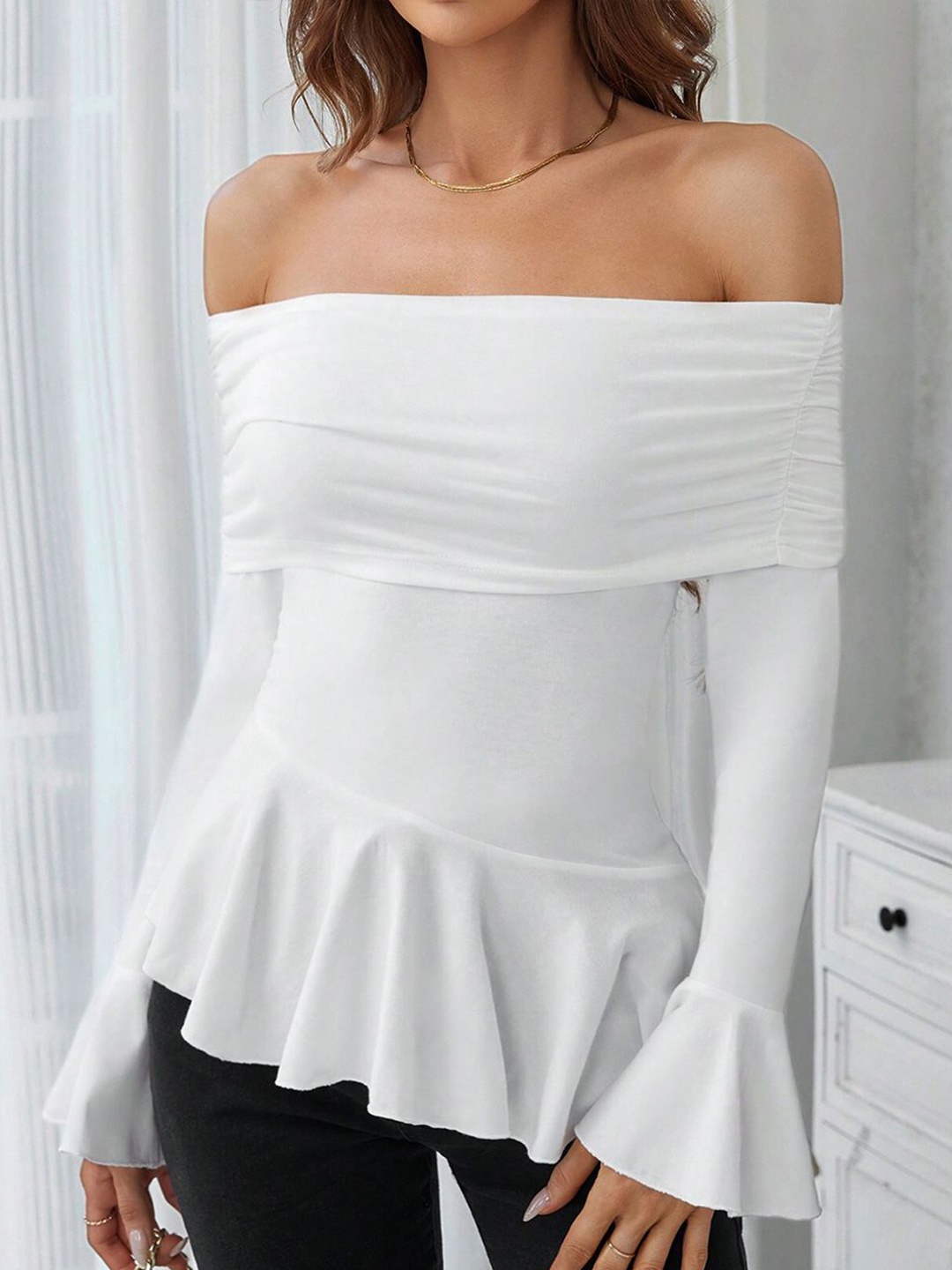 

JC Mode Off-Shoulder Bardot Top, White
