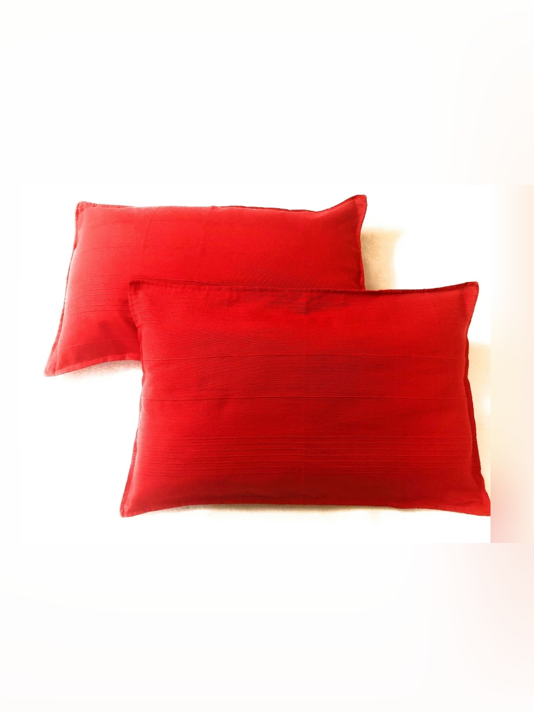 

RANGBHAR Red 2 Pieces Solid Pure Cotton Rectangle Pillow Covers