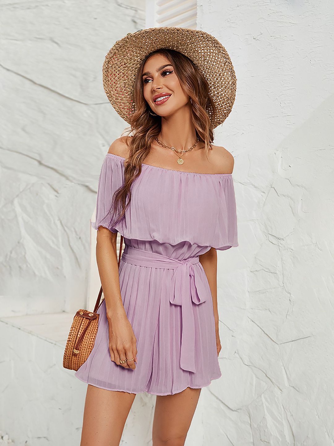 

JC Mode Off-Shoulder Jumpsuit, Purple