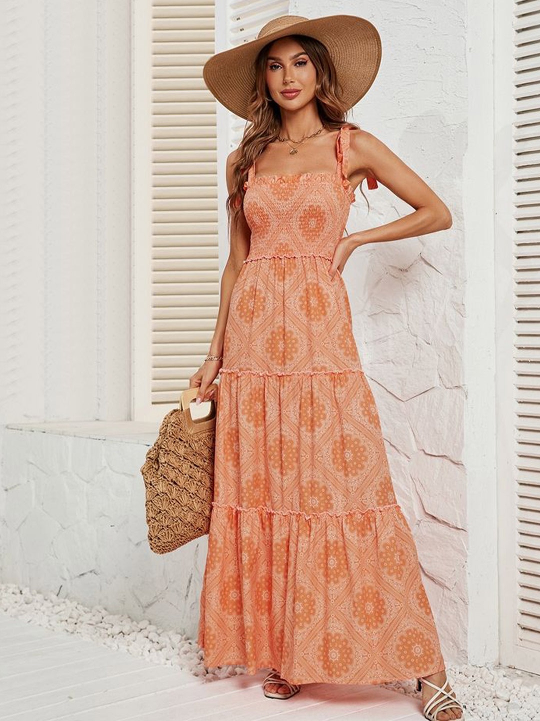 

LULU & SKY Floral Maxi Dress, Orange