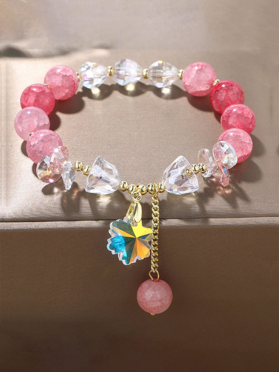 

StyleCast x Revolte Women Enamelled Gold-Plated Charm Bracelet, Pink