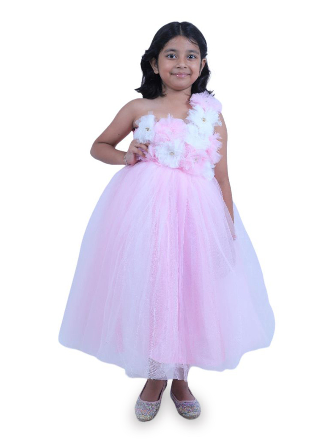 

TILISM Floral Off-Shoulder Net Fit & Flare Dress, Pink