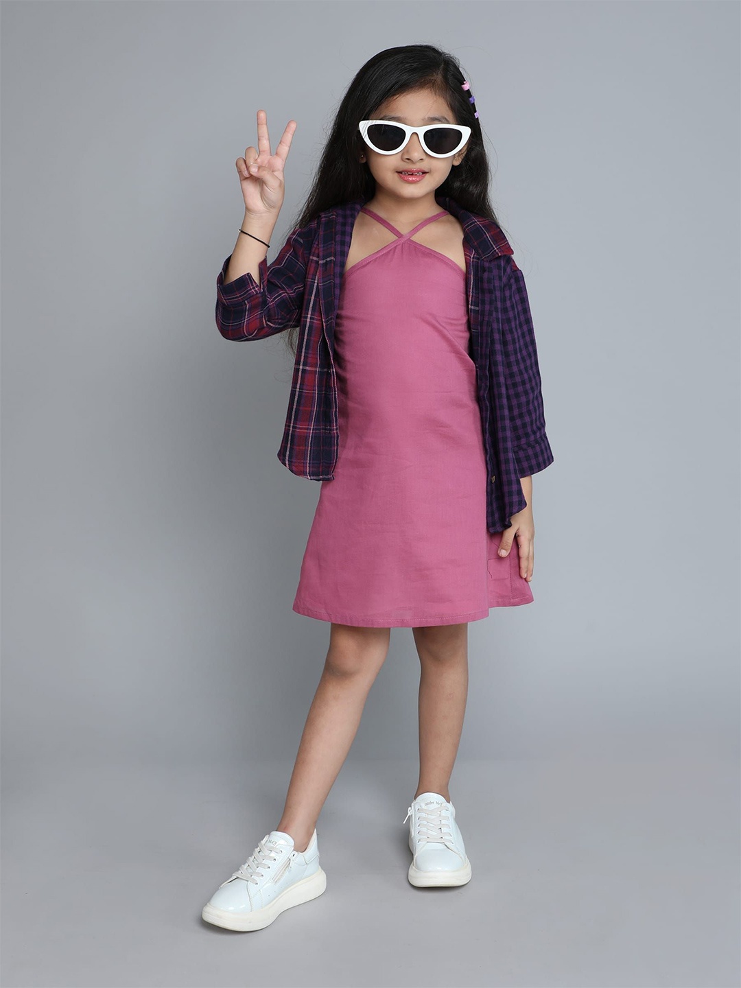 

taffykids Cold-Shoulder A-Line Dress, Purple