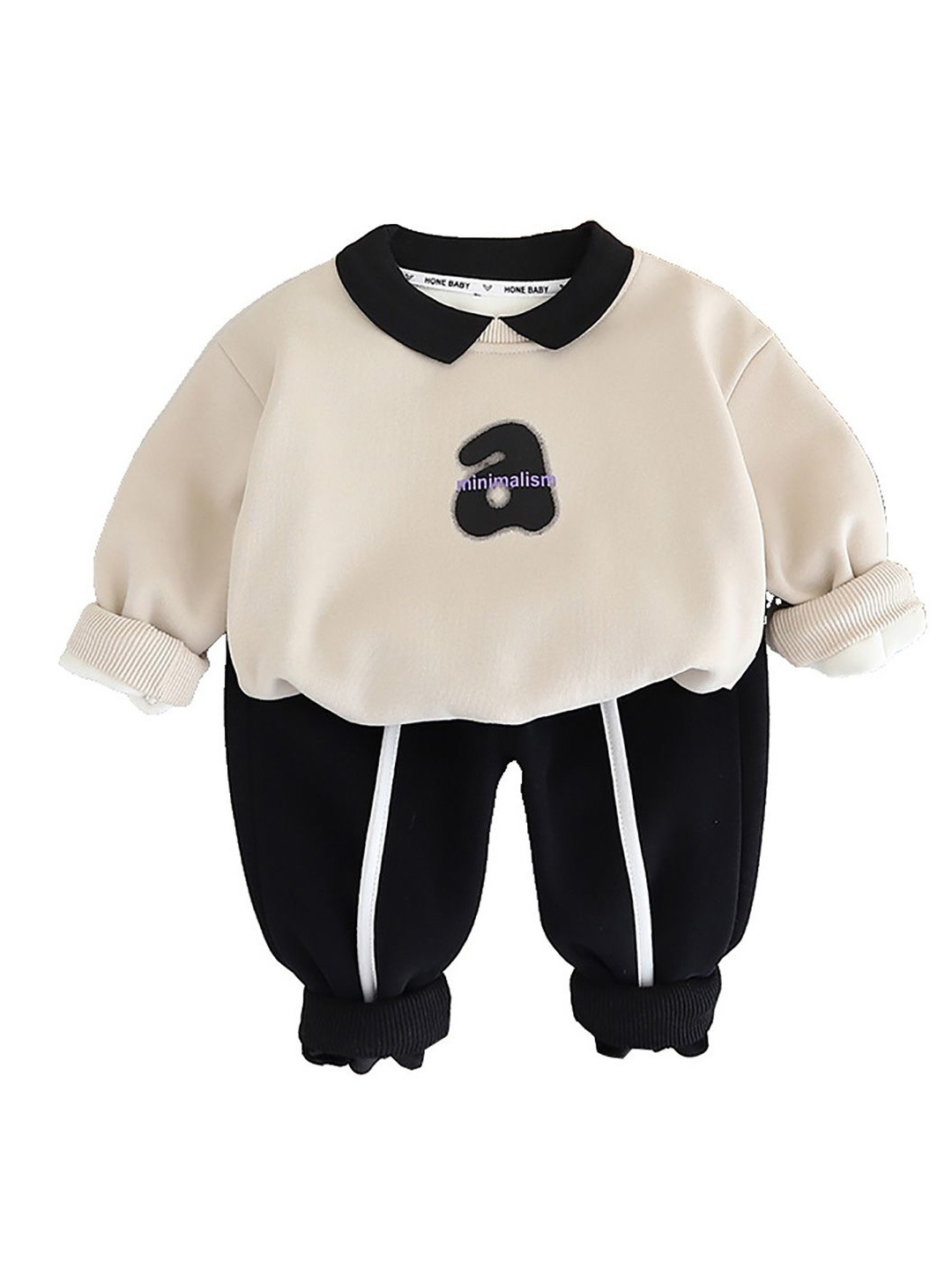 

StyleCast x Revolte Boys Peter Pan Collar Long Sleeves Sweatshirt With Jogger, Beige