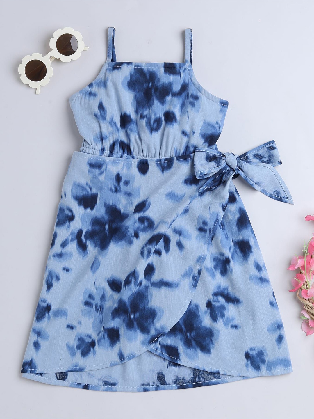 

taffykids Floral Print A-Line Dress, Blue