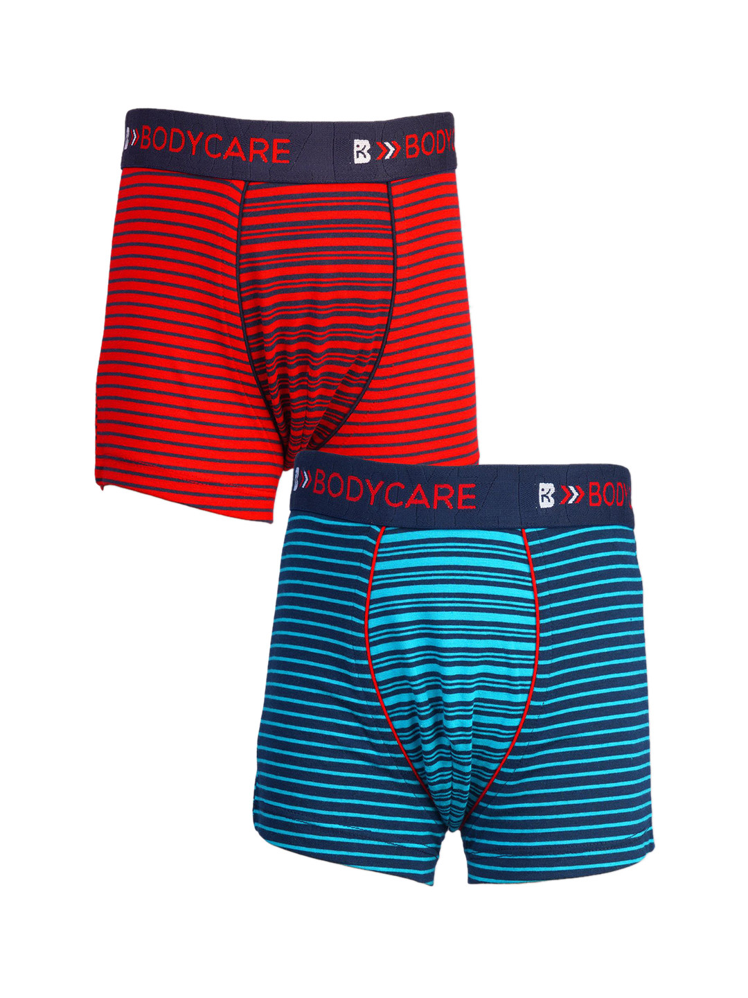 

Bodycare Boys Striped Pack Of 2 Cotton Trunks KGA2081A-PK004, Red