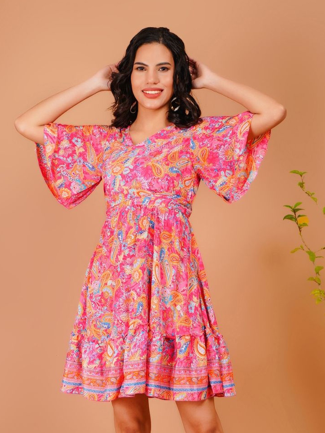 

Boholyfe Bohemian Print A-Line Dress, Pink