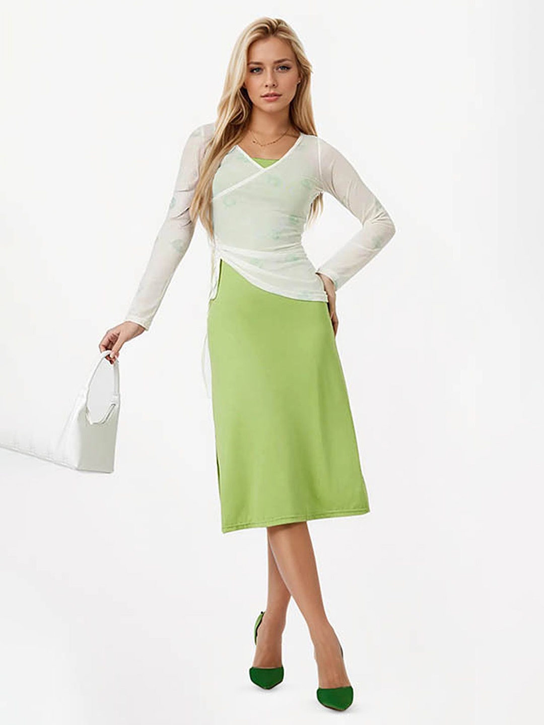 

LULU & SKY Colourblocked Dress, Green