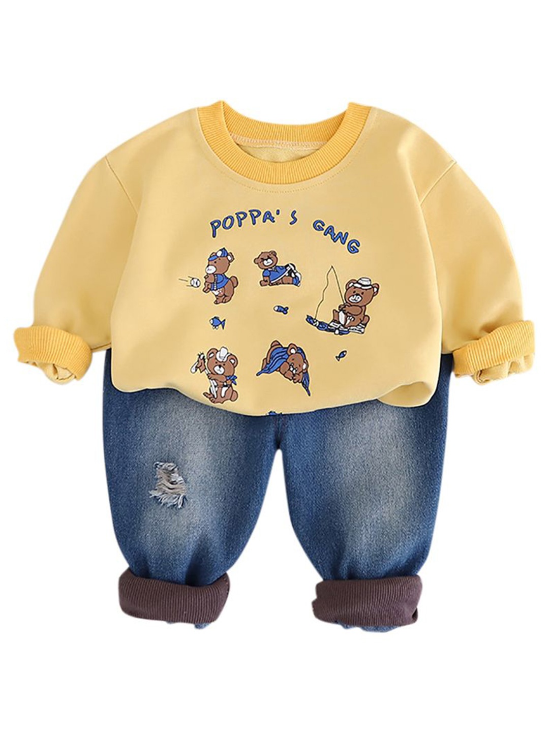 

StyleCast x Revolte Boys Printed Round Neck Long Sleeves Sweatshirt With Jogger, Yellow