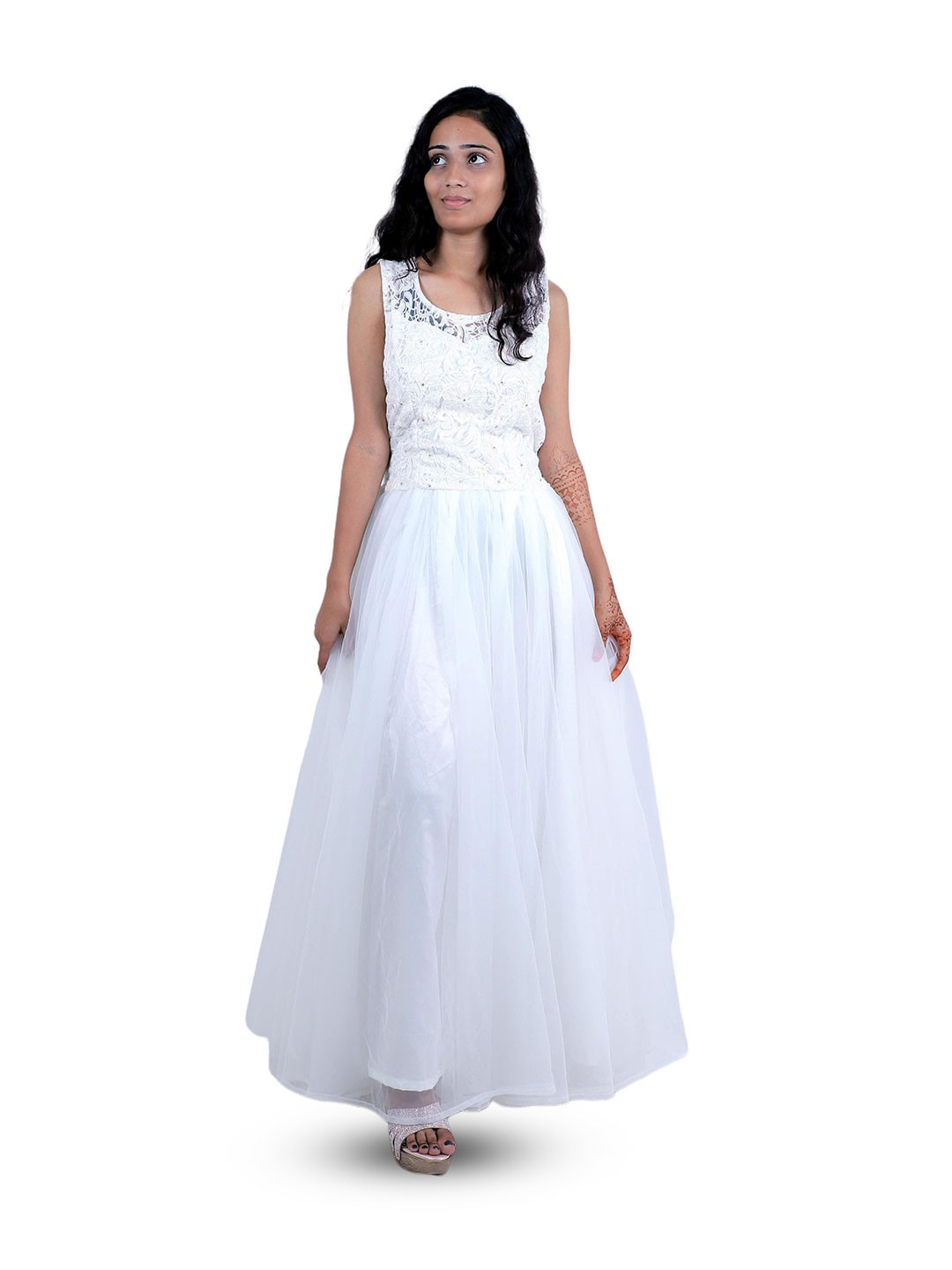 

TILISM Net Maxi Dress, White