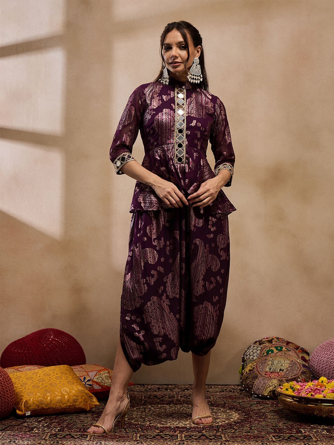 

MABISH by Sonal Jain Basic Jumpsuit with Embroidered, Purple