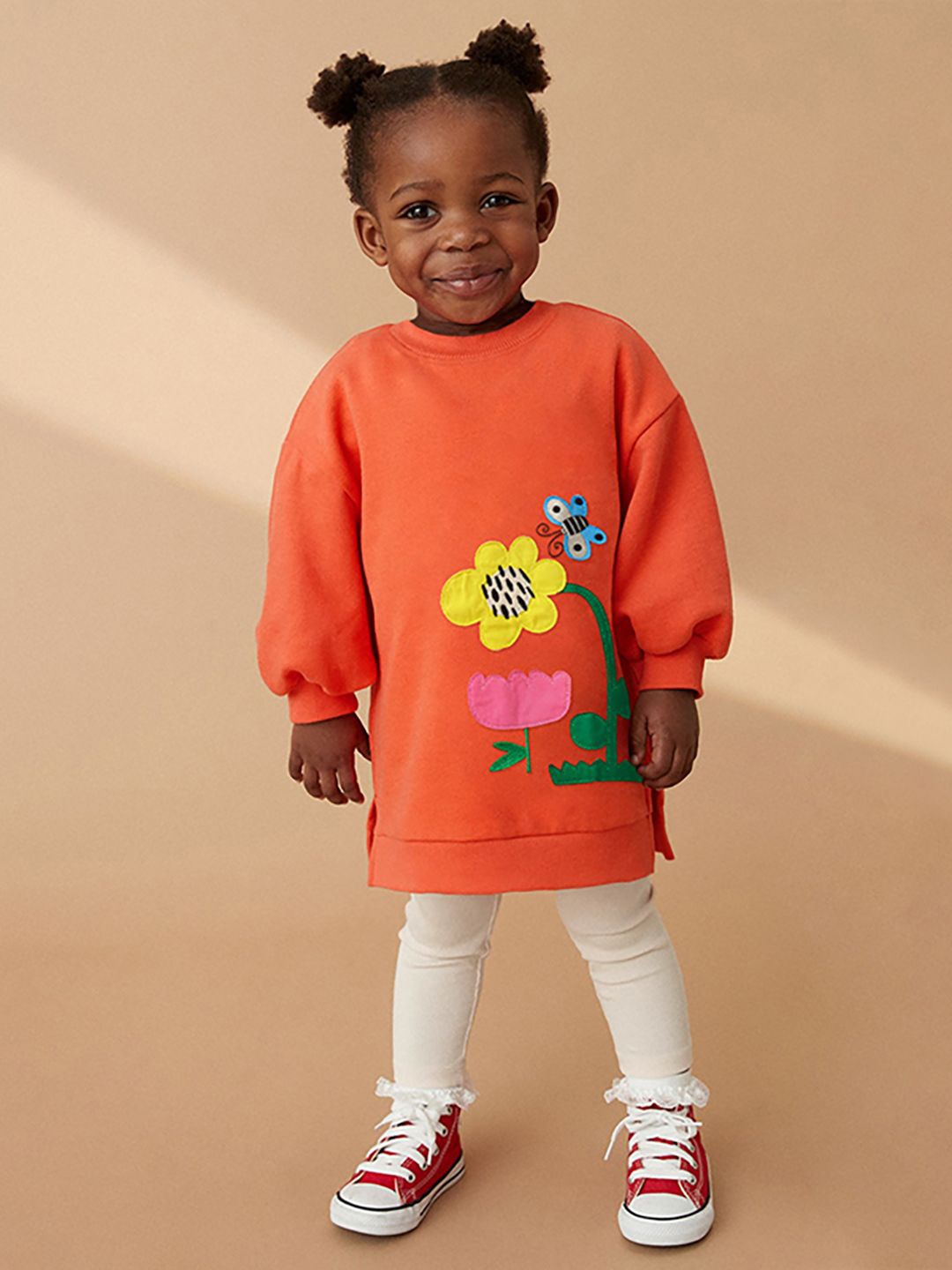 

JC SPARKLE Girls Floral Embroidered Sweatshirt With Leggings, Orange