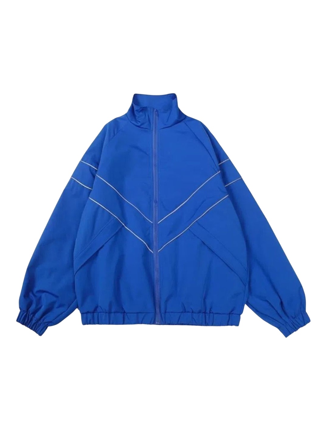 

HERE&NOW Men Mock Collar Striped Casual Bomber Jacket, Blue