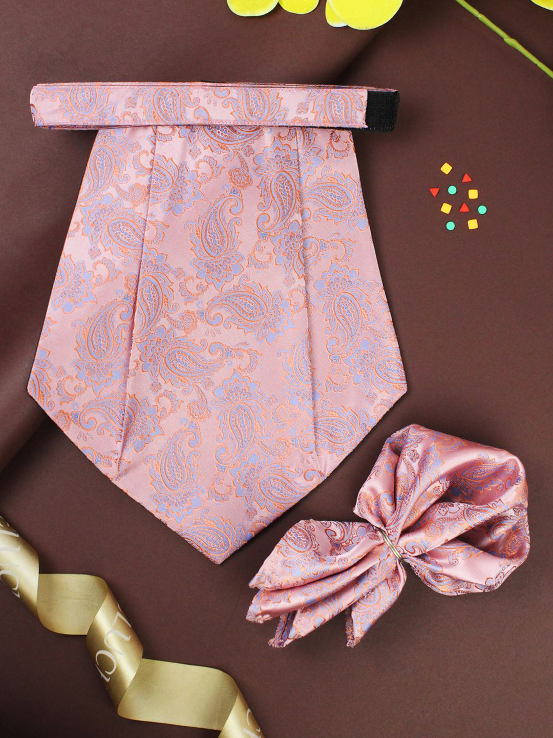 

PELUCHE Men Cravat & Pocket Square set, Pink