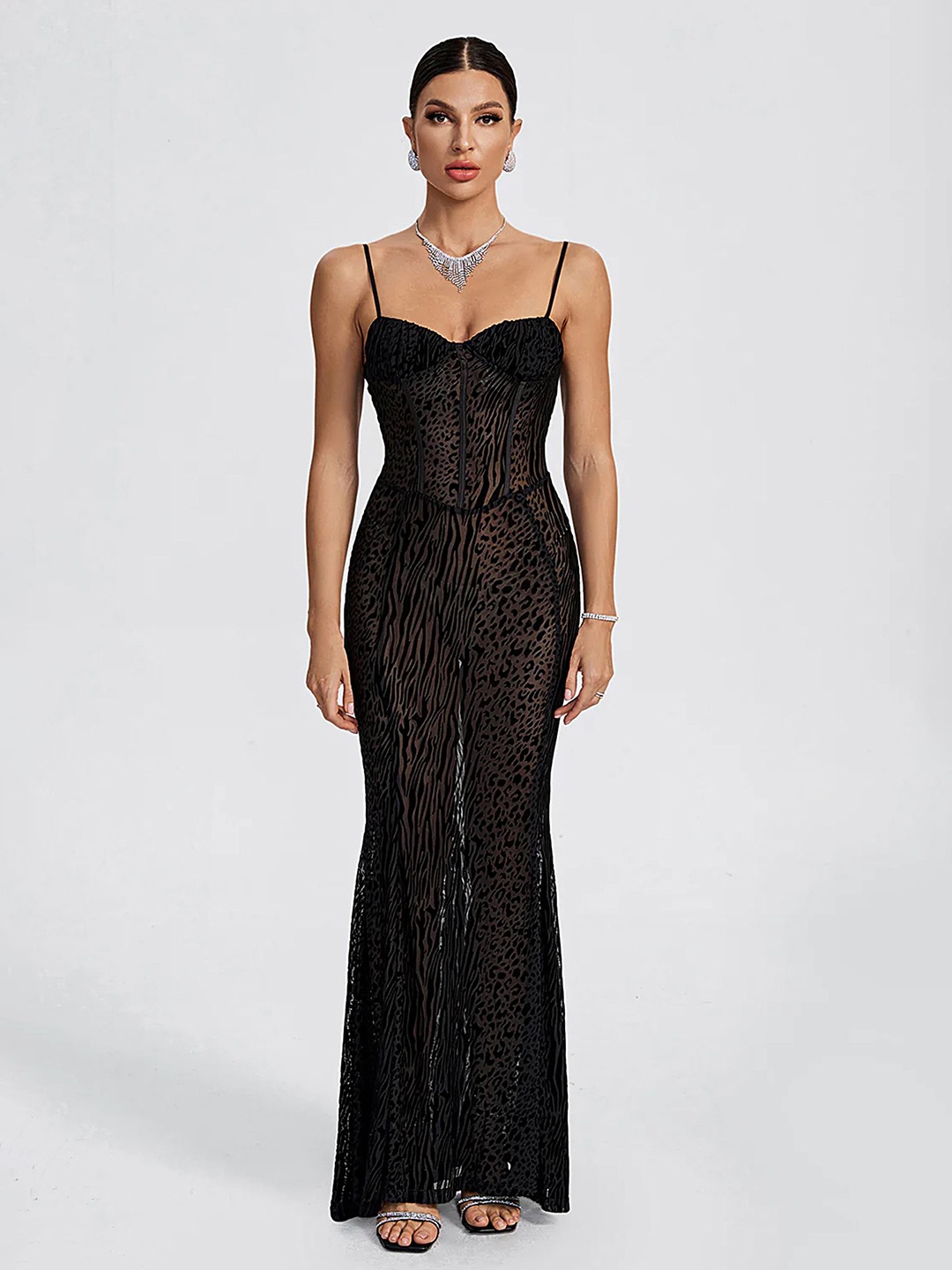 

LULU & SKY Embellished Maxi Dress, Black