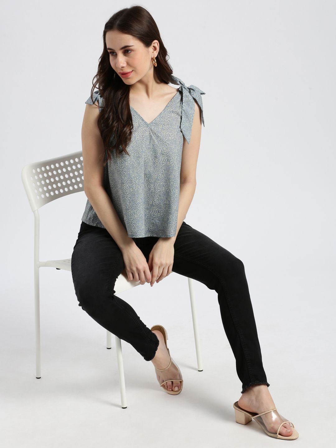 

Grit and Flair Print Top, Grey