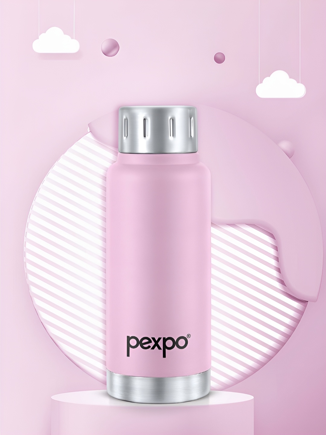 

Pexpo Double Wall Thermosteel 300ml Hot & Cold Upto 6-8 Hrs Pink Insulated Bottle - CAMEO