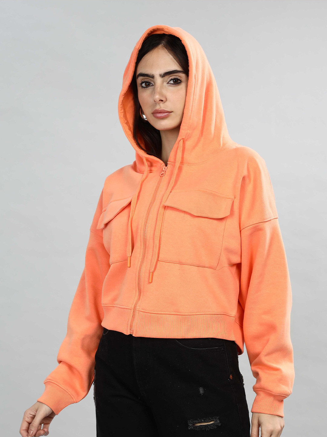 

HEYLAY Women Hooded Sweatshirt, Orange