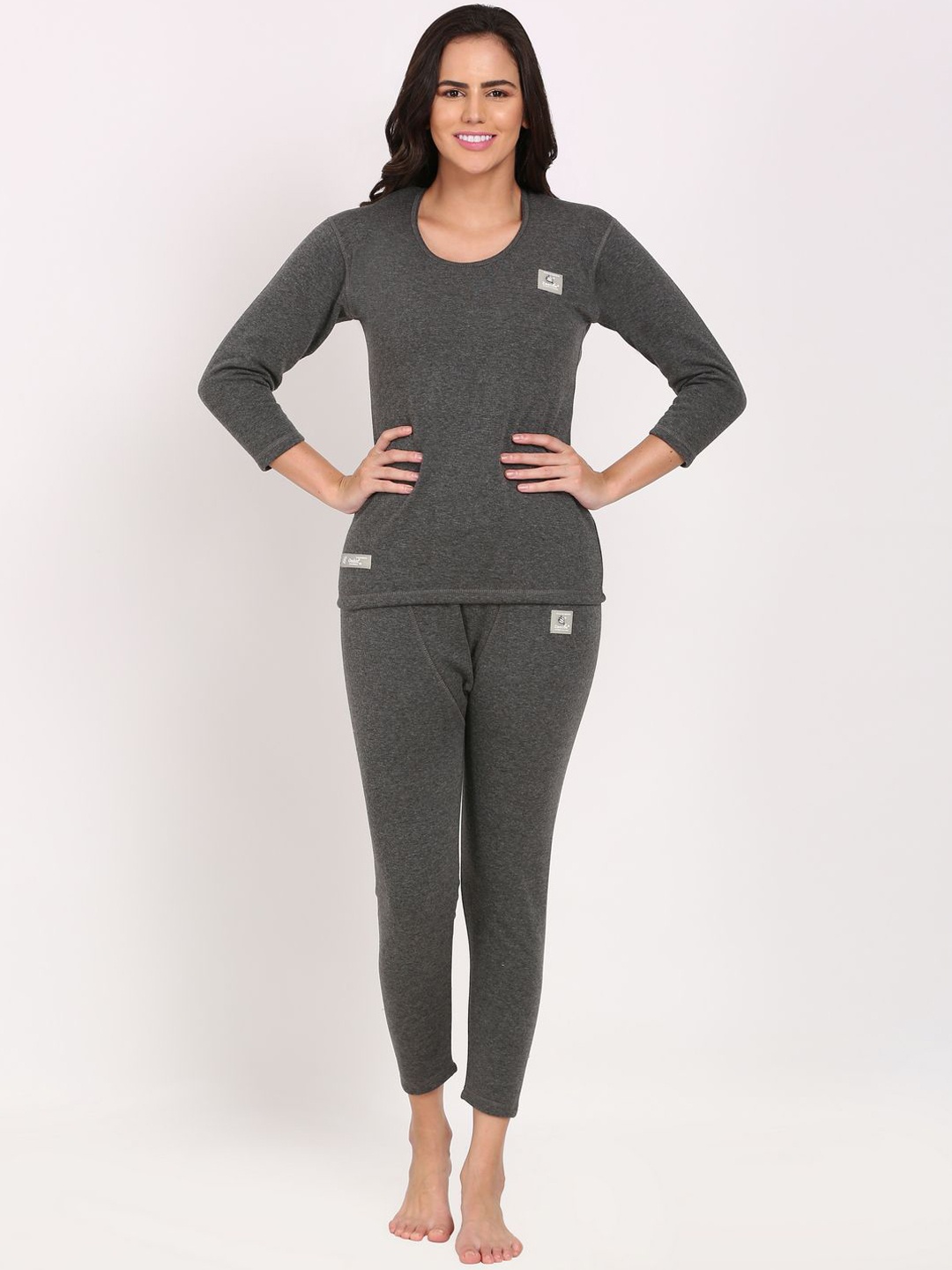 

OOSHIN UK Round Neck Cotton Thermal Set, Grey