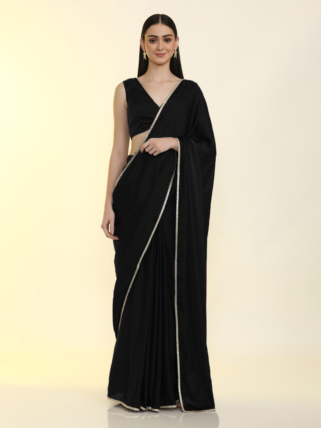 

Jaipur Kurti Gotta Patti Ready to Wear Saree, Black