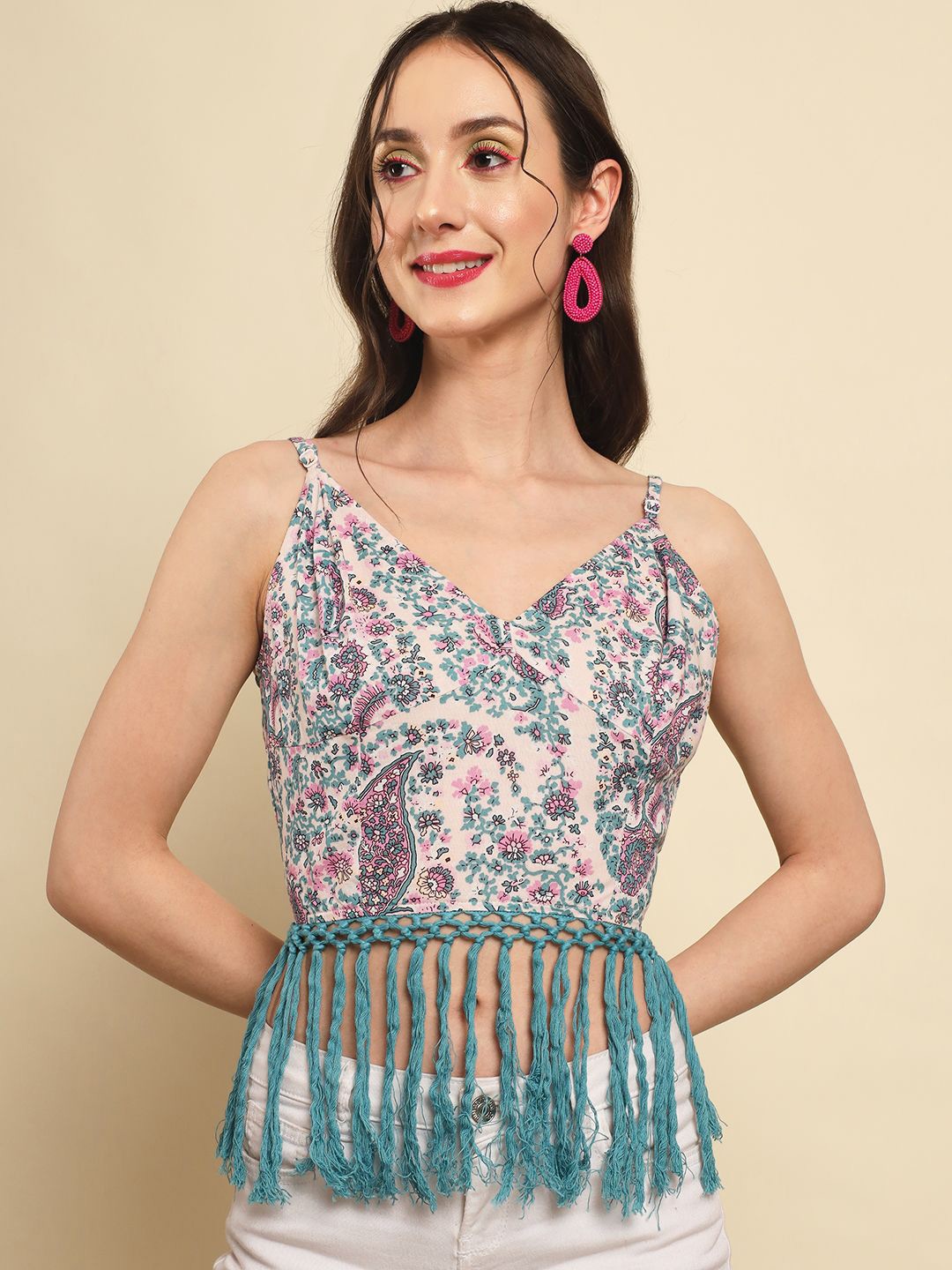 

BAESD Print Bohemian Crop Top, Multi
