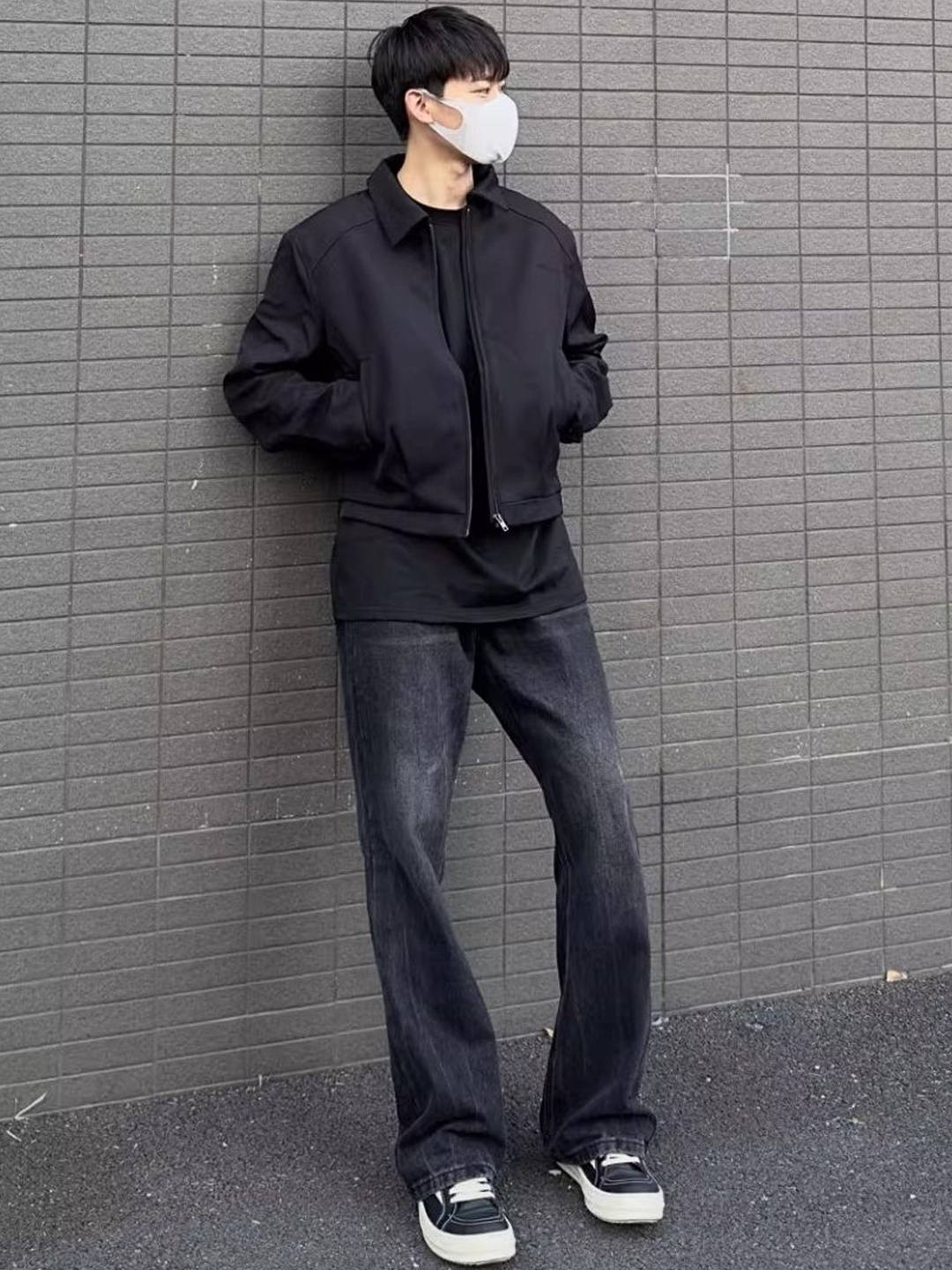 

HERE&NOW Men Spread Collar Solid Casual Tailored Jacket, Black