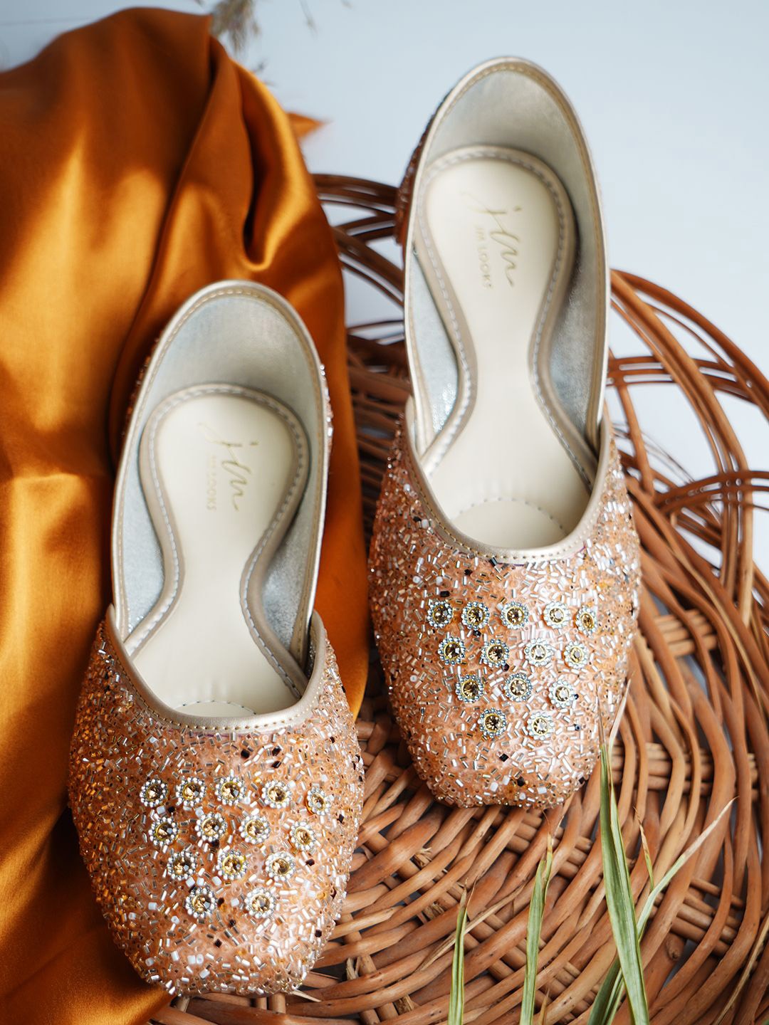 

JM Looks Women Embellished Ballerinas Flats, Peach