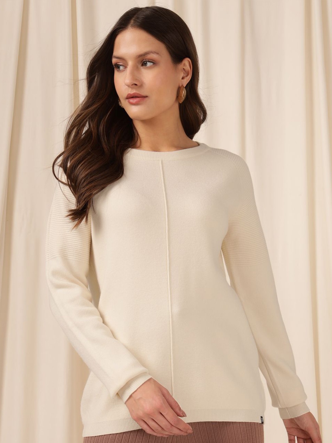 

Xpose Women Ribbed Pullover, Off white