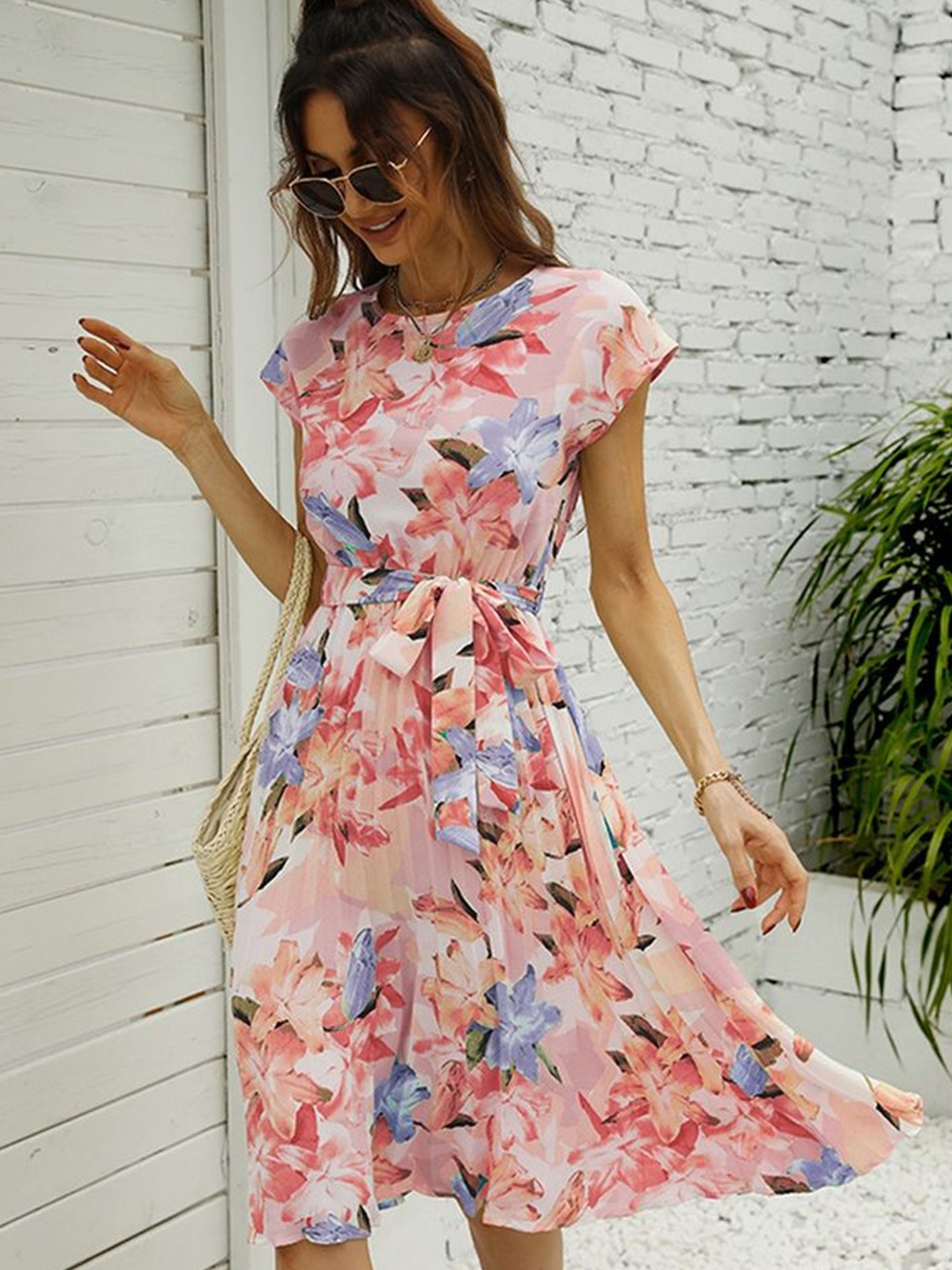

LULU & SKY Floral Print Fit & Flare Dress, Red