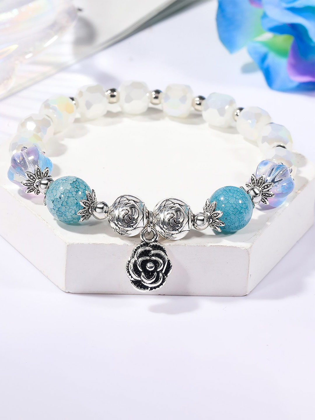 

StyleCast x Revolte Women Antique Silver-Plated Bracelet, Blue