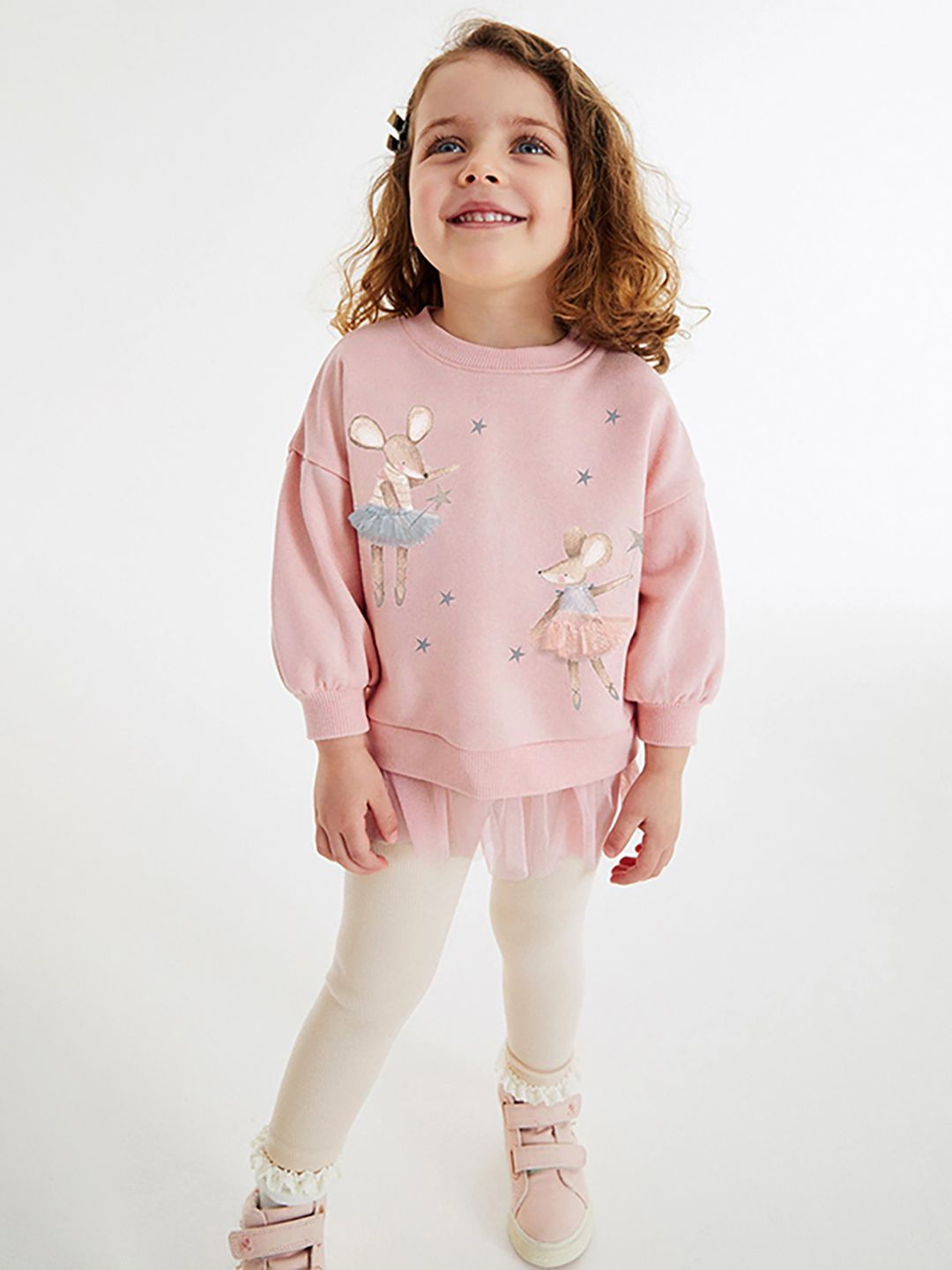 

JC SPARKLE Girls Printed Pure Cotton Sweatshirt with Leggings, Pink