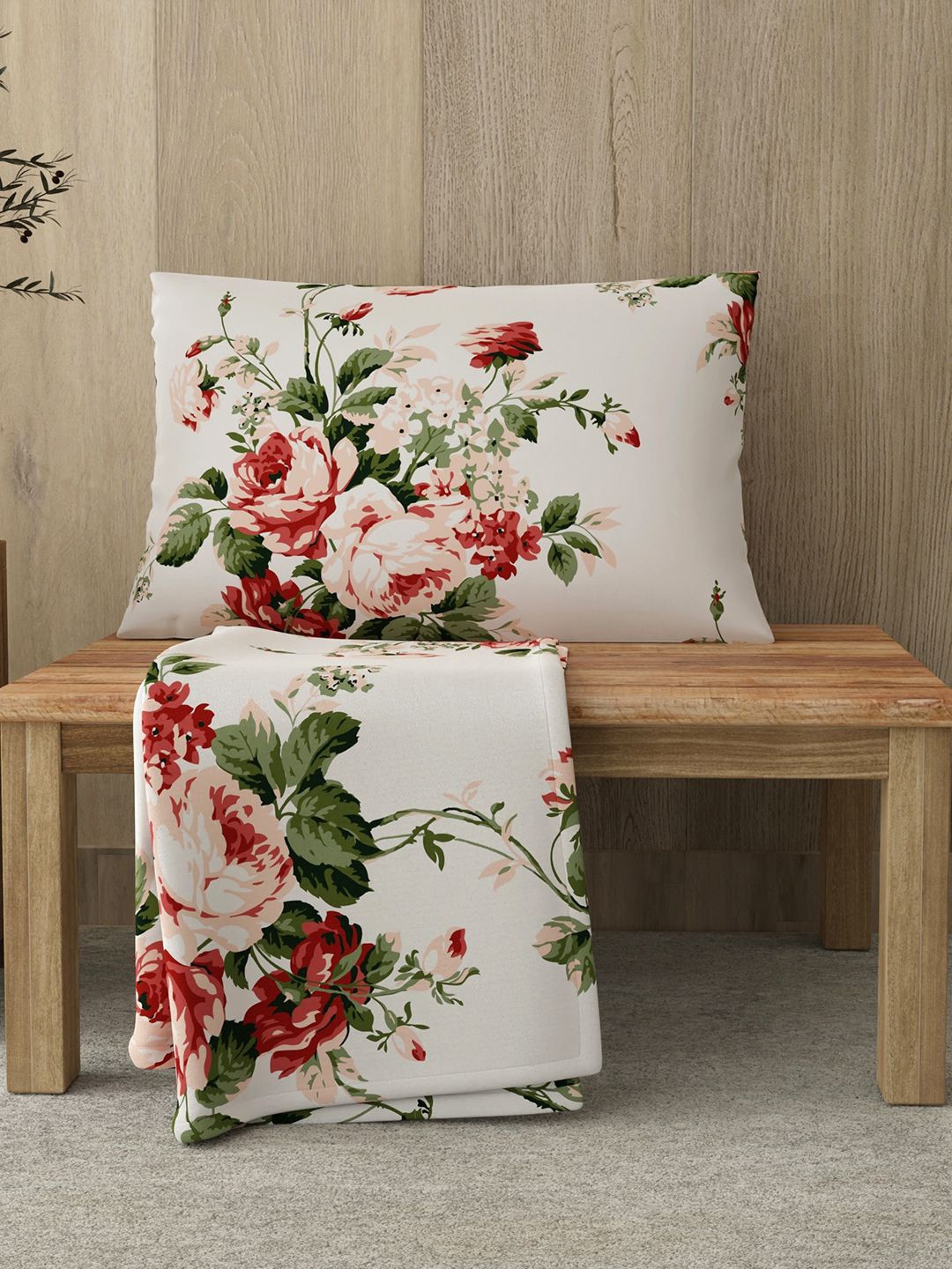

Layers Zen White & Green Floral 220 TC Single Bedsheet Set-2.24 m x 1.5 m