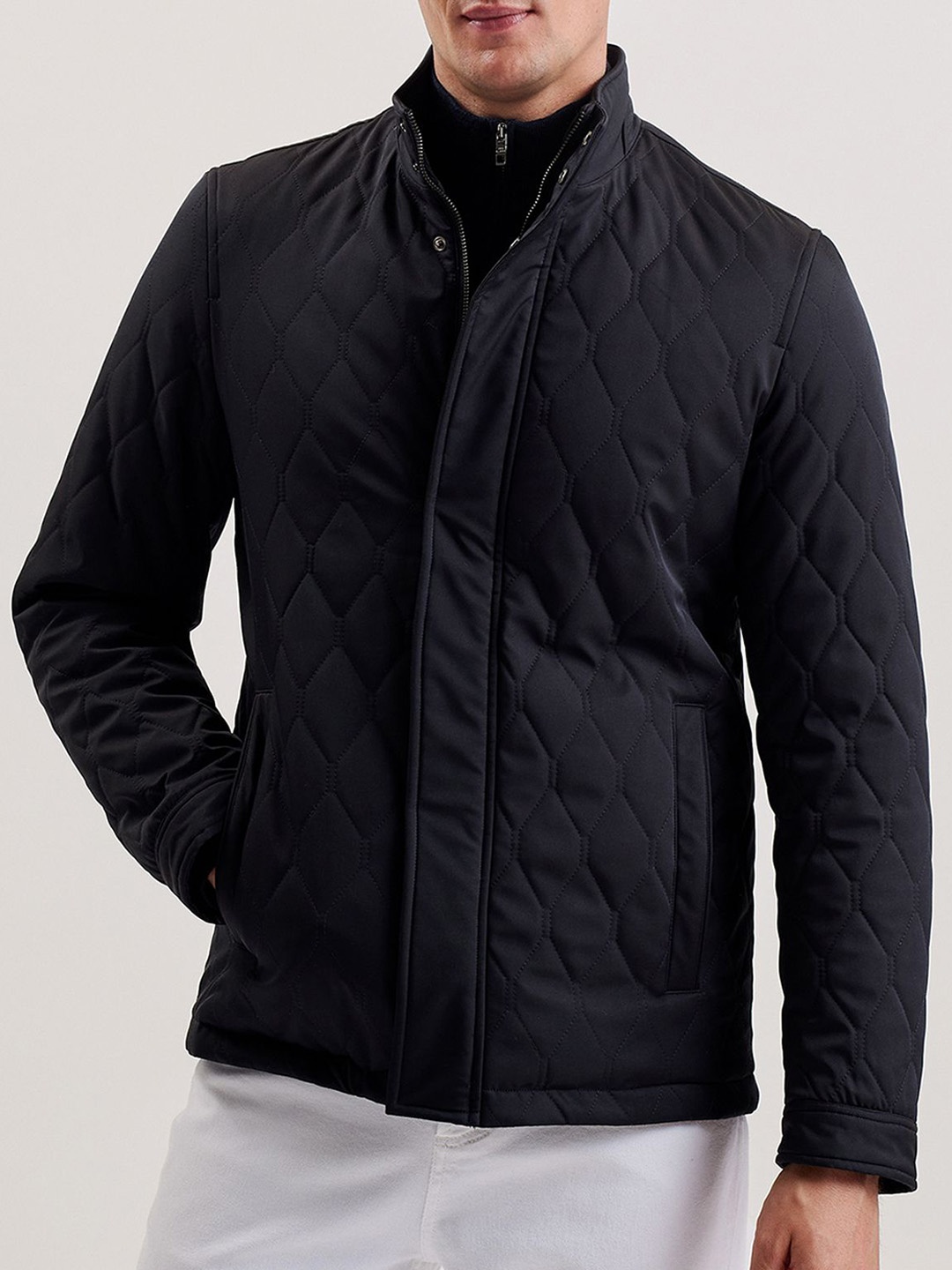 

Ted Baker Men Solid Mock Collar Padded Jacket, Navy blue
