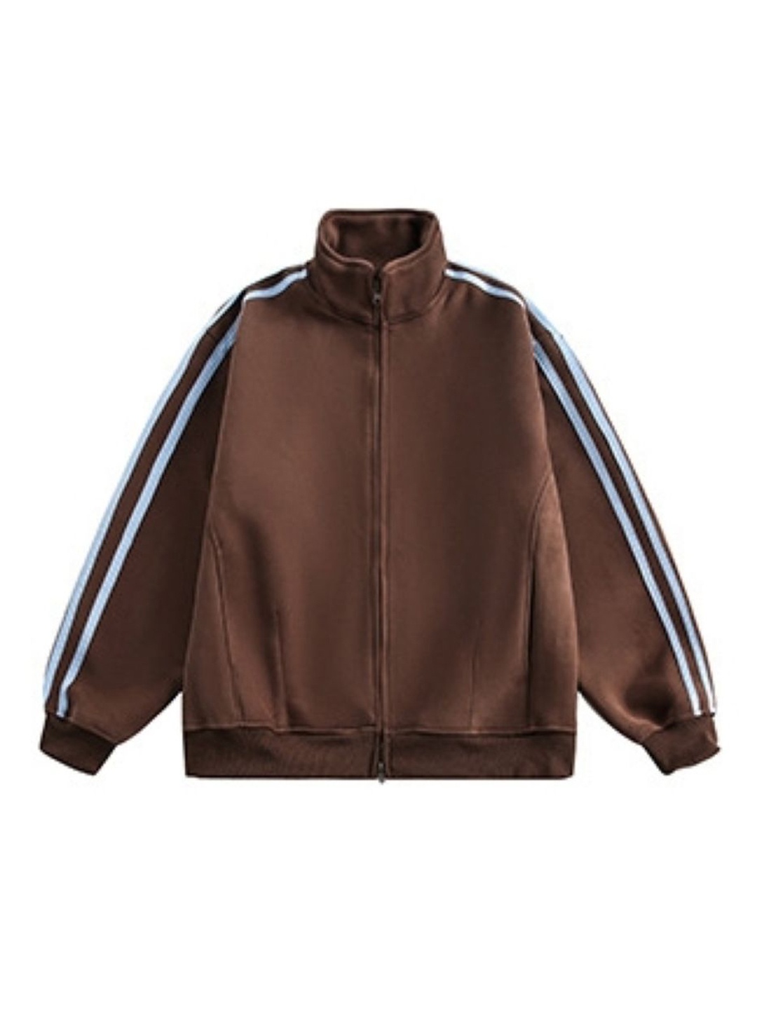 

HERE&NOW Men Mock Collar Striped Casual Bomber Jacket, Brown