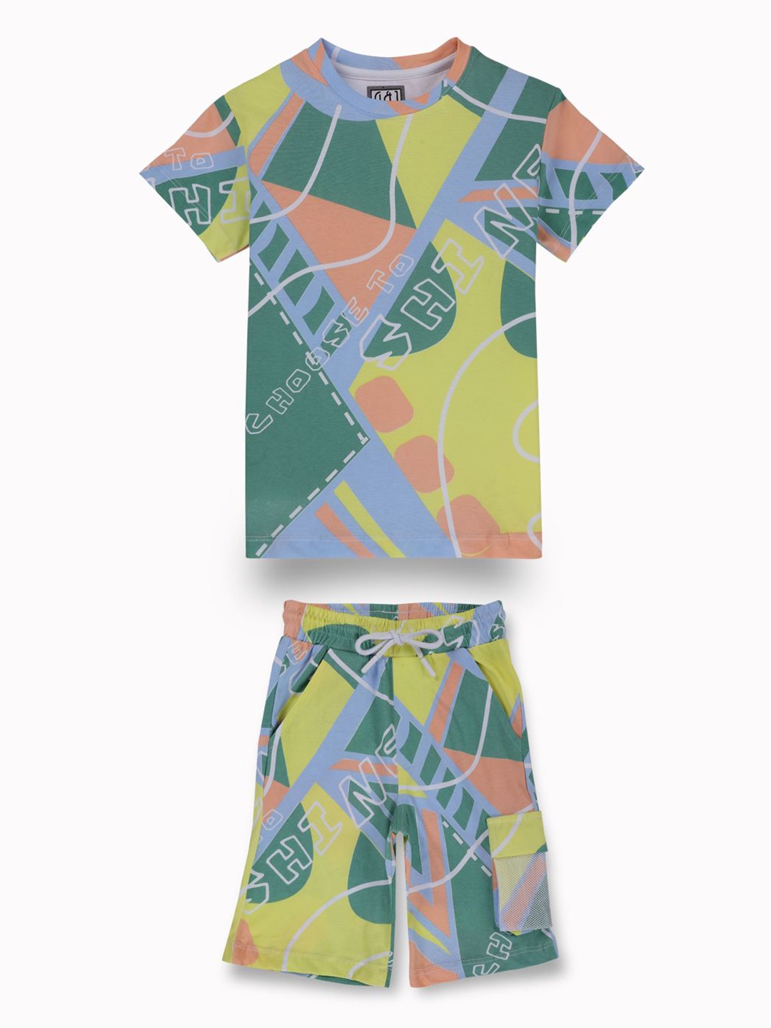 

Gini and Jony Boys Round Neck Printed T-shirt with Shorts, Green