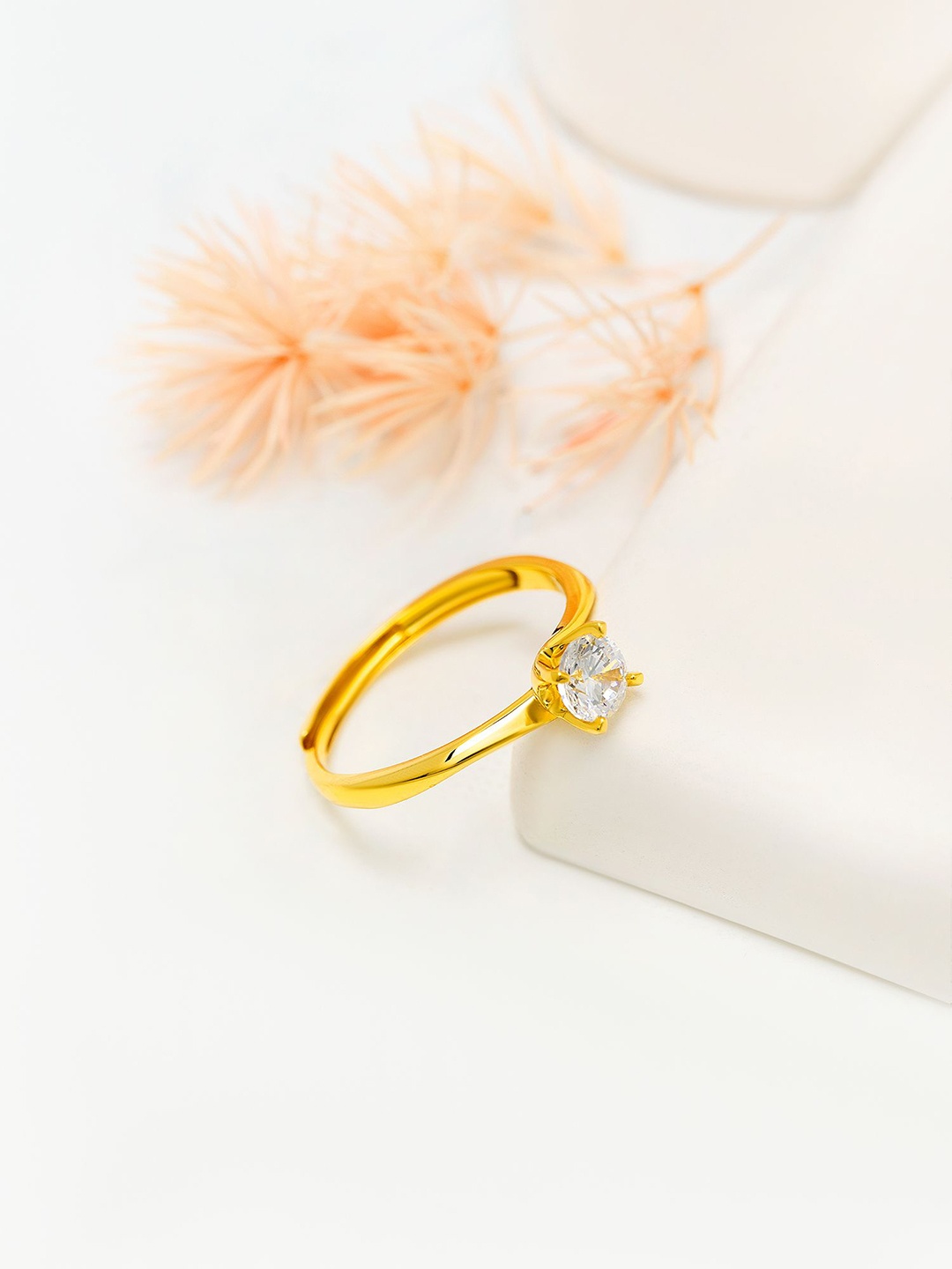 

SILBERRY 18K Gold-Plated Sterling Silver CZ-Studded Finger Ring