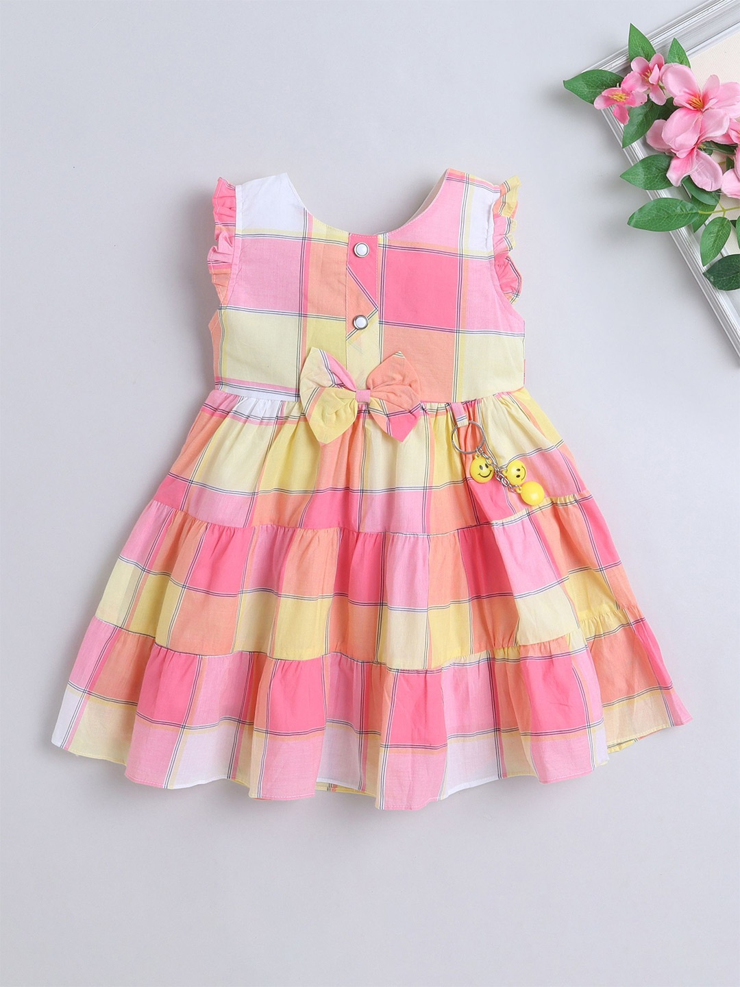 

The Magic Wand Girls Checked Fit & Flare Dress, Pink