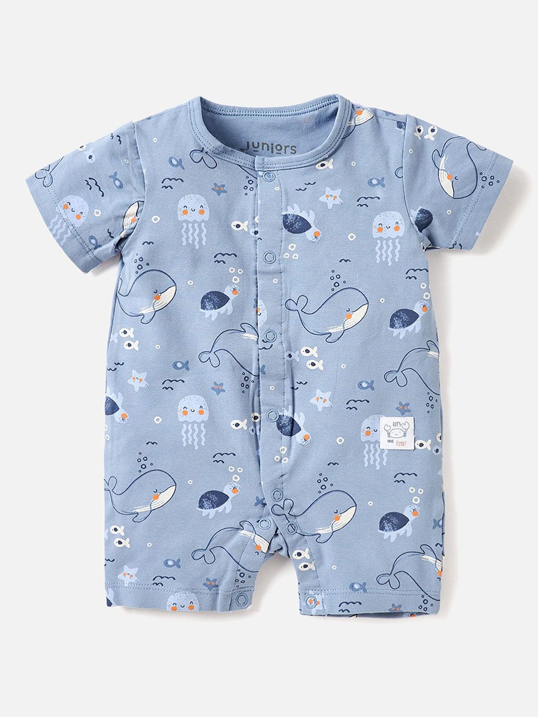 

Juniors by Babyshop Infant Boys Underwater Printed Cotton Romper, Blue