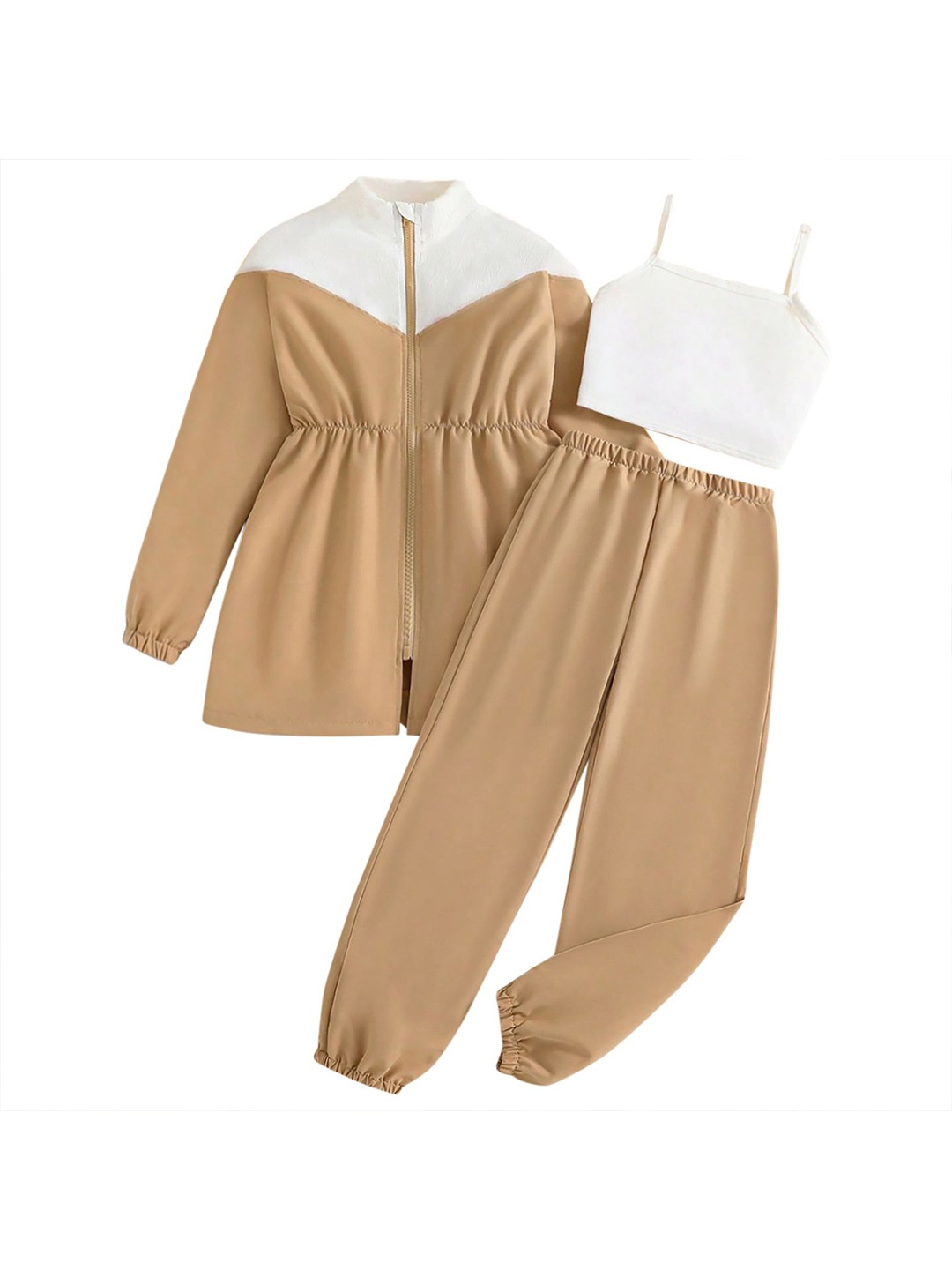 

StyleCast x Revolte Girls Colourblocked Long Sleeves Top With Jogger With Top, Khaki