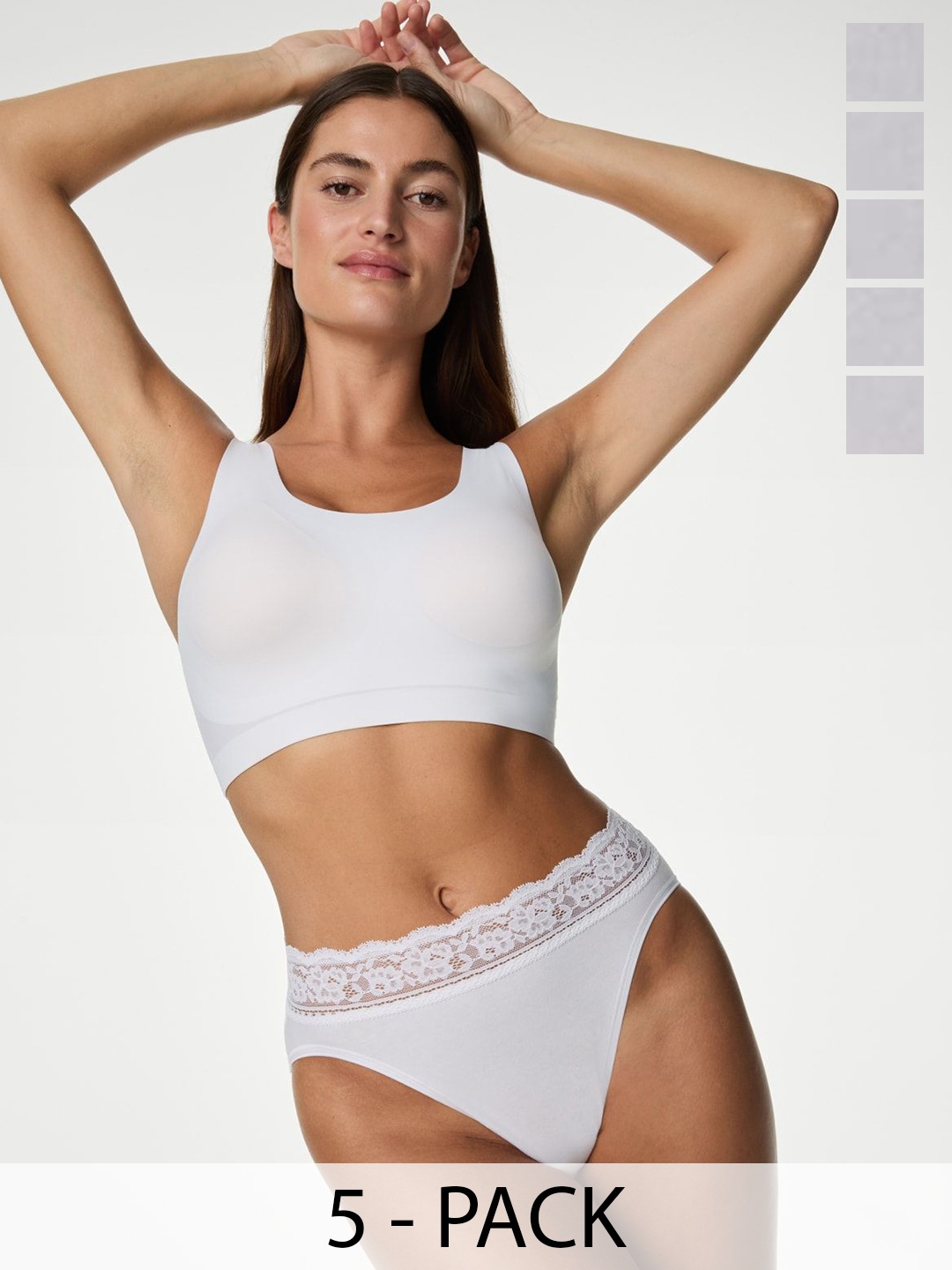 

Marks & Spencer Pack Of 5 High Waisted High Leg Briefs-T615023LWHITE, White