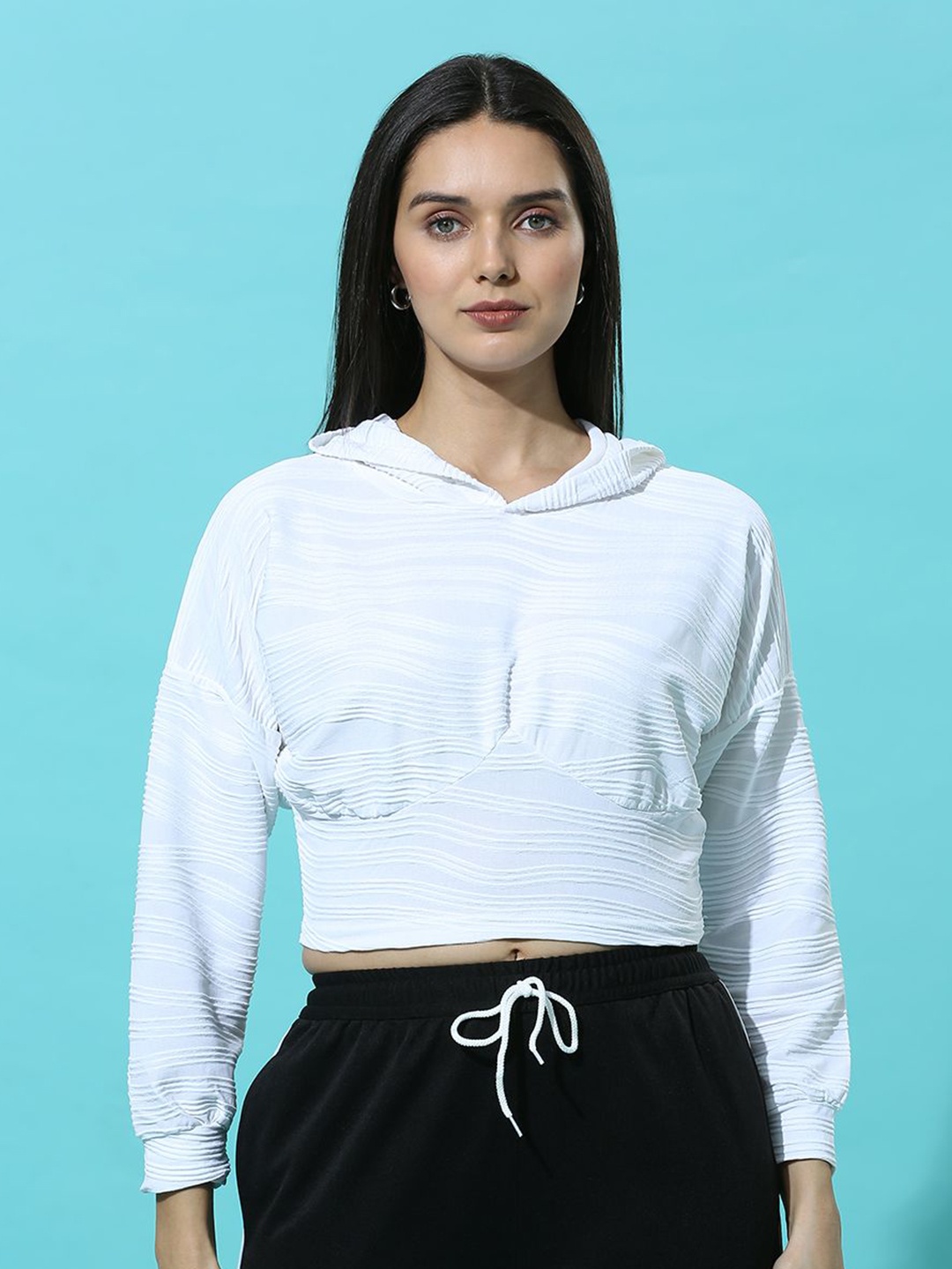 

HERE&NOW Hooded Crop Top, White