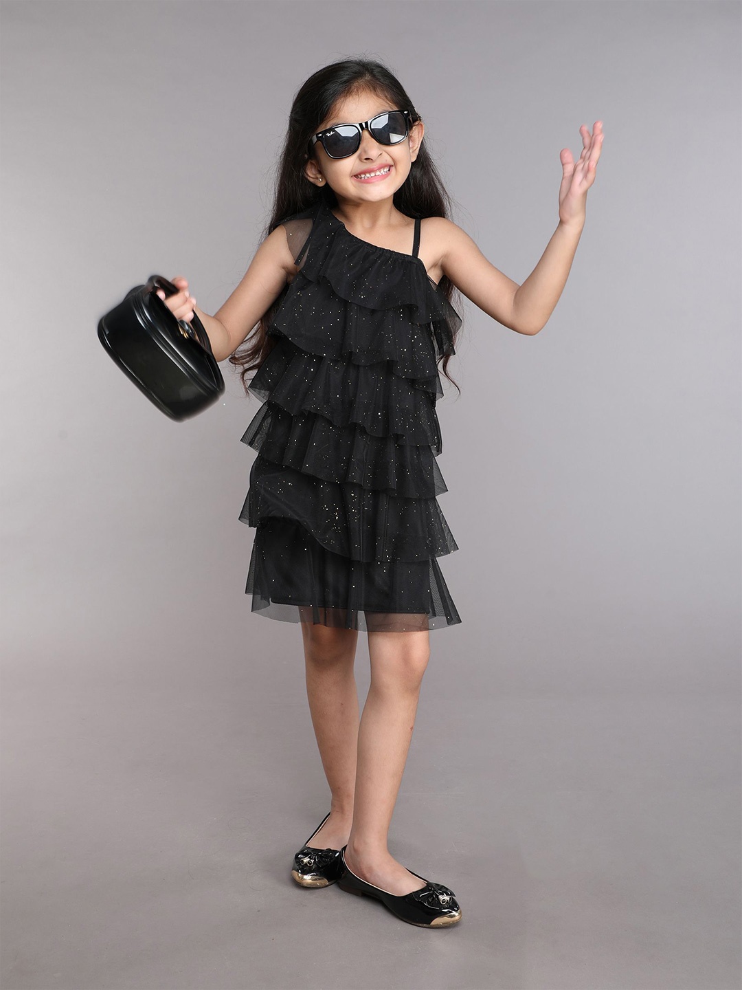 

taffykids One Shoulder A-Line Dress, Black