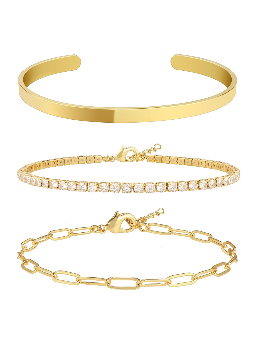 

StyleCast x Revolte Women 3 Cubic Zirconia Handcrafted Gold-Plated Armlet Bracelet
