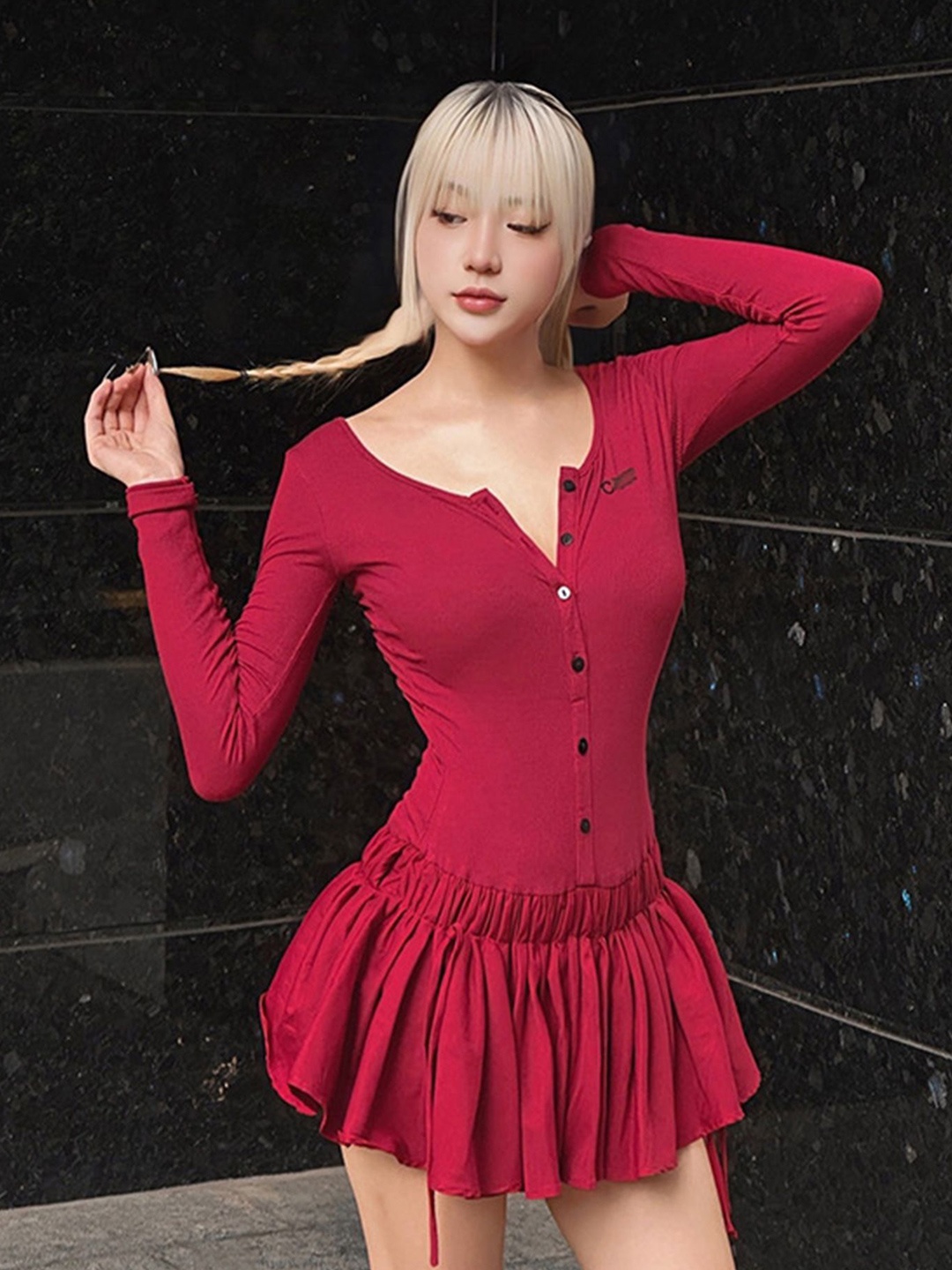 

LULU & SKY Drop-Waist Mini Dress, Red