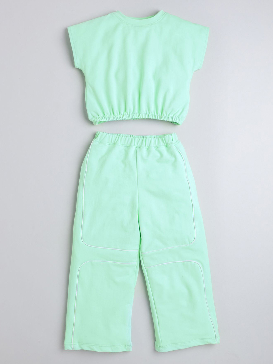 

taffykids Girls Round Neck Sleeveless Top With Trouser, Green