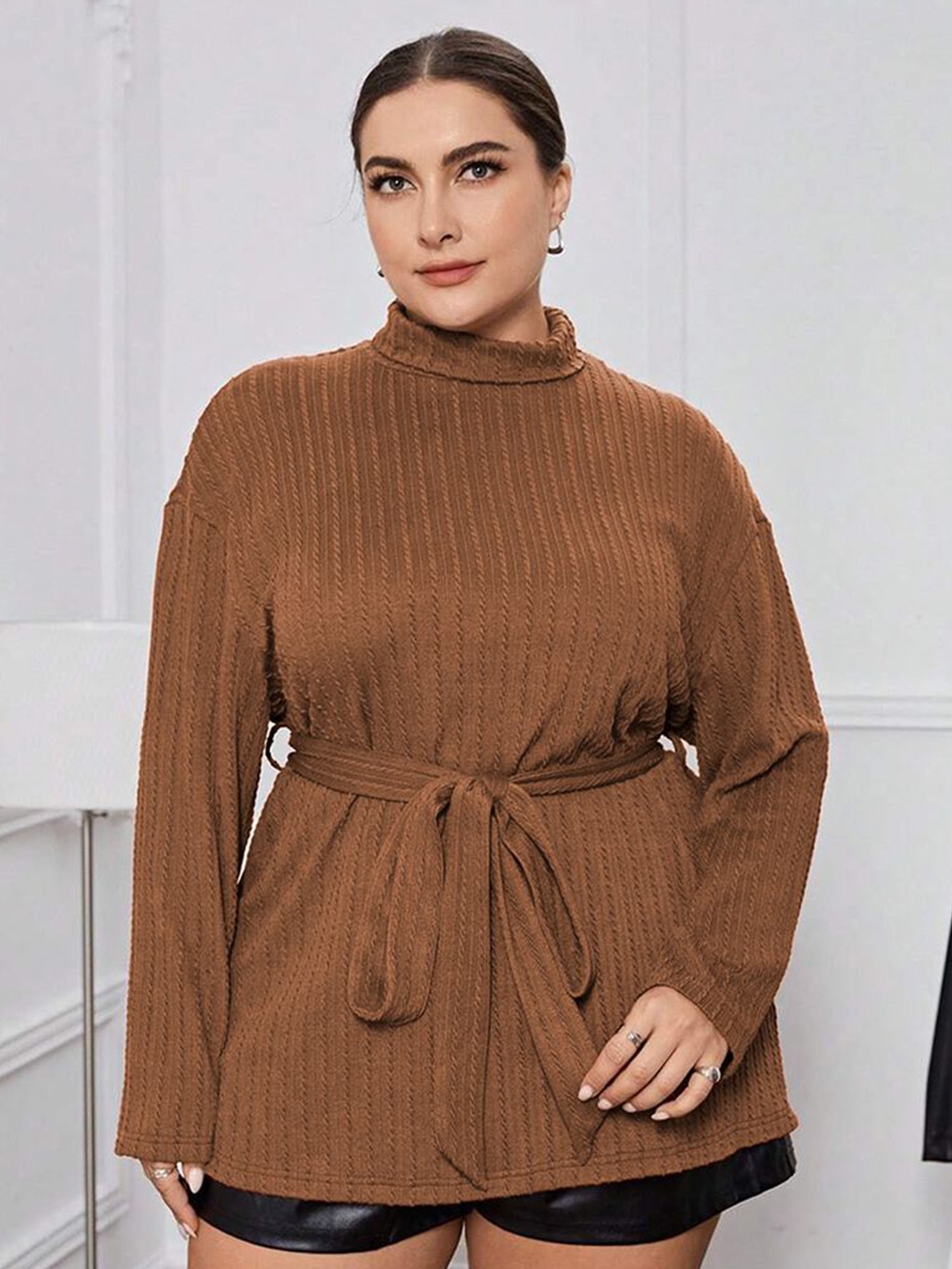 

JC Mode Cinched Waist Top, Brown