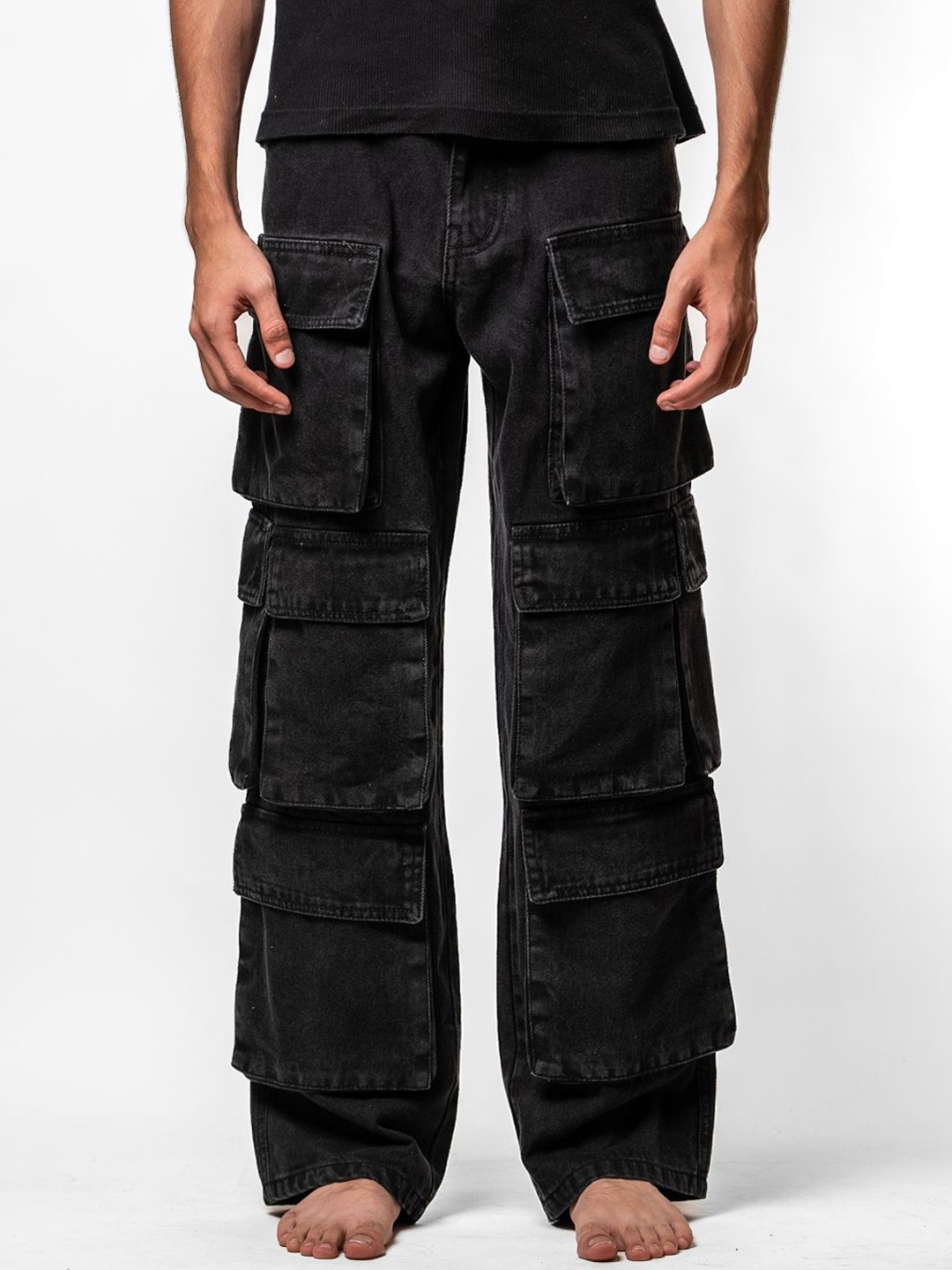 

Bad and Boujee Unisex Relaxed Fit Mildly Distressed Stretchable Jeans, Black