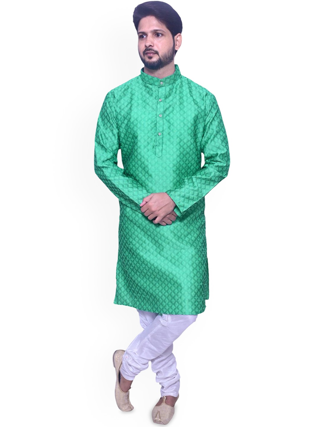 

Om Shubh Mangalam Geometric Printed Regular Straight Kurta with Churidar, Green