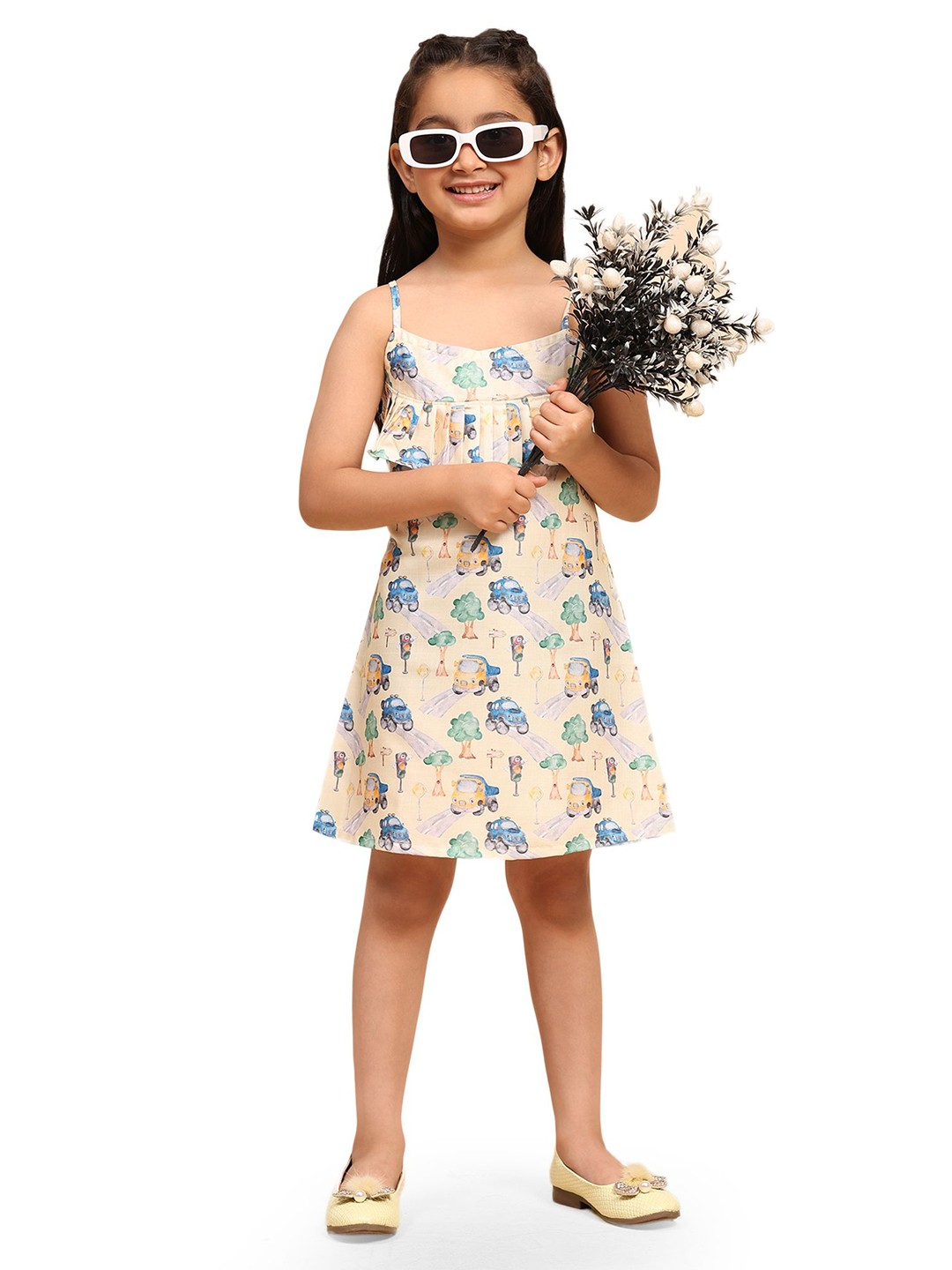 

Funny Bones Clothings Print A-Line Dress, Cream